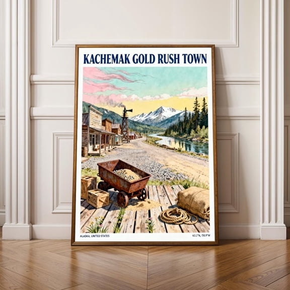 Kachemak Usa Gold Rush Travel Alaska Town Vintage Wall Art