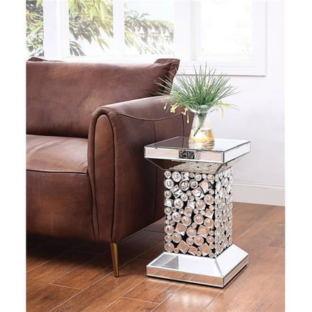 Kachina End Table, Mirrored & Faux Gem - 20 x 12 x 12 in.