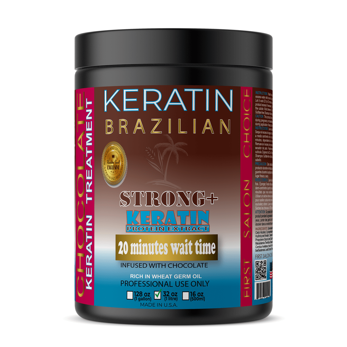 Kachita Spell Brazilian Keratin Chocolate Strong+ 32 oz Black Edition Made in USA