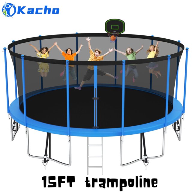 Kacho 15FT Trampoline for Kids Adults, 1500LBS Trampoline with