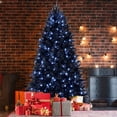 thumbnail image 1 of Kacho 8FT Black Christmas Tree Prelit, Pre Lit Christmas Tree with 600 Cold White Lights and 2486 Tips, Black Halloween Tree with Metal Foldable Stand, Artificial Hinged Xmas Tree for Home, 1 of 9