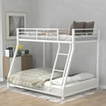 thumbnail image 1 of Kacho Bunk Bed, Twin Over Full Bunk Beds, Metal Bunk Bed Frame for Teens, Bunk Bed with Full-length Guardrails, for Bedroom Dorm, 3 Step Ladders, Easy to Assemble, No Box Spring Required, White, 1 of 7