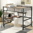 thumbnail image 1 of Kacho Full Size Loft Bed with Desk and Shelf, Metal Loft Bed Frame, Loft Bed with Ladders and Safety Guardrails for Boys Girls Teens, Heavy Duty Bedframe, Space-Saving, No Box Spring Needed, Black, 1 of 7