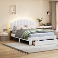 thumbnail image 1 of Kacho Queen Size Upholstered Platform Bed, Chic Teddy Fleece Platform Bed with Storage Drawer, Wooden Bedframe with LED Lights and USB Ports, No Box Spring Needed, for Bedroom, Guest Room, White, 1 of 6