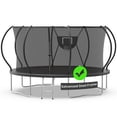 thumbnail image 1 of Kacho Trampoline 12FT 14FT, 1200LBS Trampoline for 1-2 Adults and 4-5 Kids, Heavy Duty Trampoline with Enclosure Net, Trampoline with Basketball Hoop, Ladder, Outdoor Round Trampoline No Gap Design, 1 of 8
