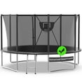 thumbnail image 1 of Kacho Trampoline 12FT 14FT, 1400LBS Trampoline with Enclosure Net, Basketball Hoop, 2 Ball, Large Outdoor Trampoline for 1-2 Adults/ 4-5 Kids, Backyard Trampoline, No Gap Design, Black, 1 of 7