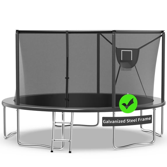 Kacho Kacho Trampoline 10-16FT, 1400LBS with Enclosure Net, Basketball Hoop ...