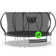 Kacho Trampoline 14FT, 1400LBS Trampoline with Enclosure Net, Heavy Duty Trampoline for 6-7 Kids and 2-3 Adults, Outdoor Trampoline with Basketball Hoop, Ladder, No Gap Design Backyard Trampoline
