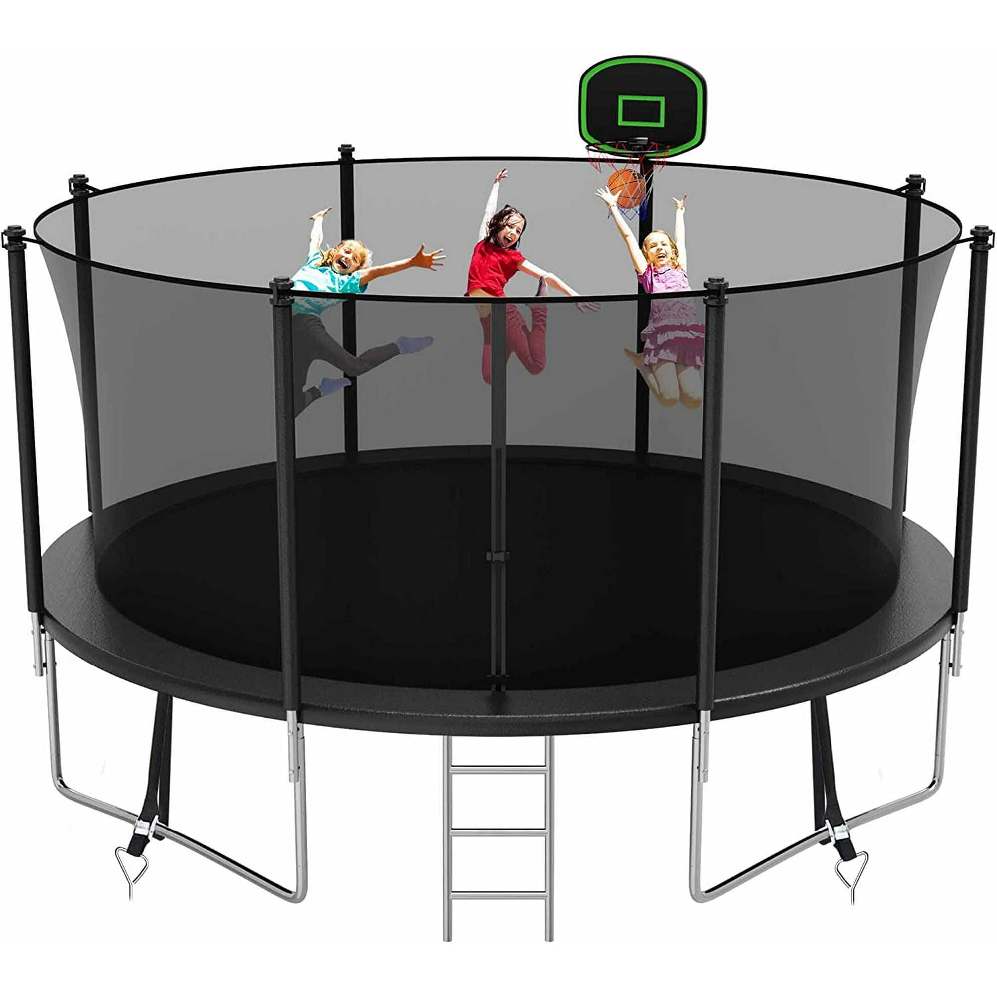 Kacho Trampoline for 4-5 Kids, 12FT Trampoline with Enclosure Net, Ladder, 1200LBS Weight Capacity, Outdoor Reacreational Trampoline, ASTM Approved Backyard Trampoline, No Gap Design