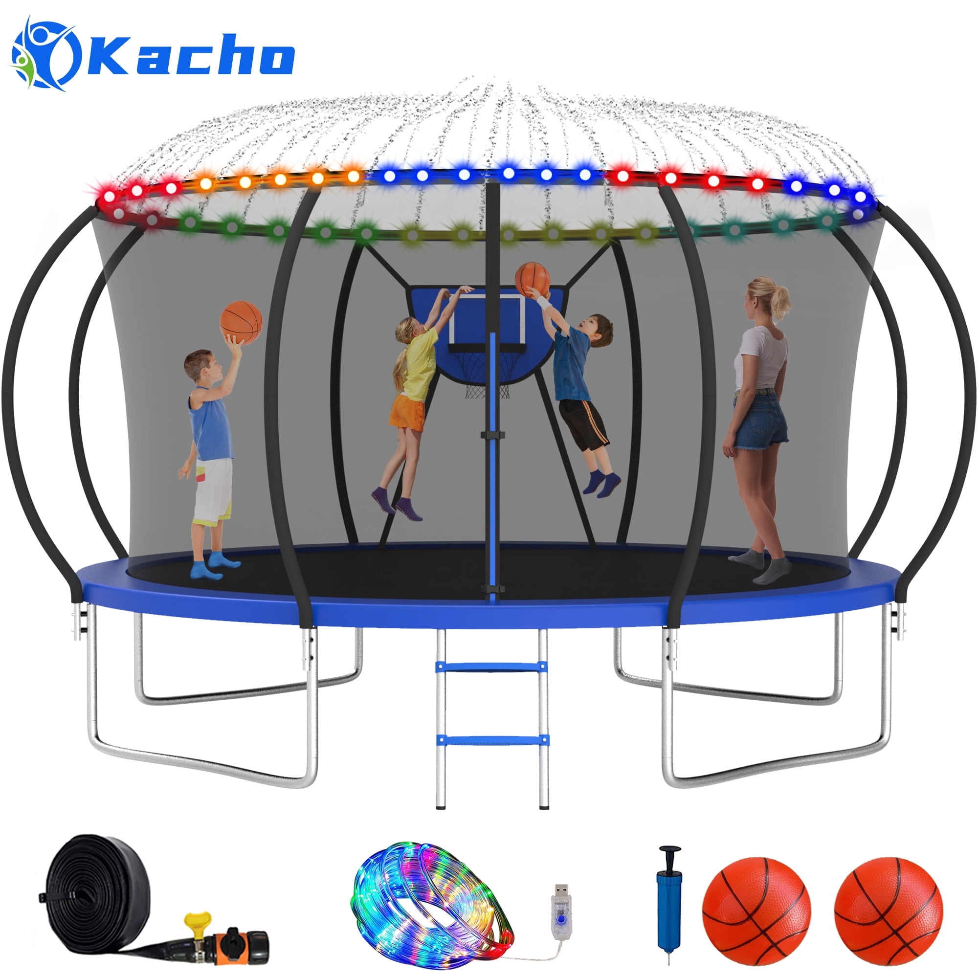 Kacho Kacho Trampoline, Trampoline with Enclosure Net 12FT 1200LBS Trampoline ...