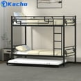 Kacho Twin Over Twin Bunk Bed with Trundle, Metal Bunk Bed Frame for
