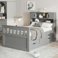 thumbnail image 1 of Kacho Twin Platform Bed, Twin Size Captain Platform Bed Frame with Storage Bookcases and Shelves,Four Drawers, No Box Spring Needed, Easy Assembly, Noise Free, Gray, 1 of 10