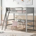 thumbnail image 1 of Kacho Twin Size Loft Bed with Ladder, Solid Wood Bedframe, Solid Wood Loft Bed Twin Frame with Full-Length Guardrails for Adults, Teens, No Box Spring Needed, Gray, 1 of 7