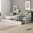thumbnail image 1 of Kacho Twin Size Wooden Day Bed with 3 Trawers for Guest Room, Small Bedroom, Study Room, White, 1 of 8
