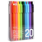 Kaco PURE Colored Gel Pens 0.5mm 20 Pieces Set Colorful Multi-color Ink Fine Point Comfort Grip Quick Drying Pens for Journaling Note Taking