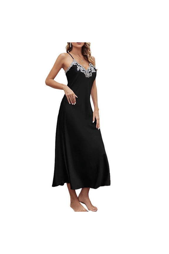 Lingerie For Women Nightwear Underwear Satin Hem Sling Long Nightgowns For Women