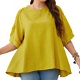 thumbnail image 1 of Kadahis Women's Plus Size Blouse Round Neck Work Ruffle half sleeve Tops, 1 of 5