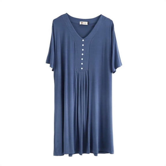 Kadahis Womens Nightgown, Womens Round Neck Loungewear Sleep Dress Casual Loose Caftan Modal Long Night Shirt
