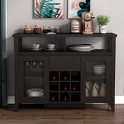 Kade Multi-Storage Wood Espresso Buffet with Bottle Rack
