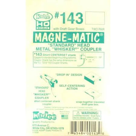 Kadee 143 HO Whisker Coupler, 1/4 Centerset (2pr)