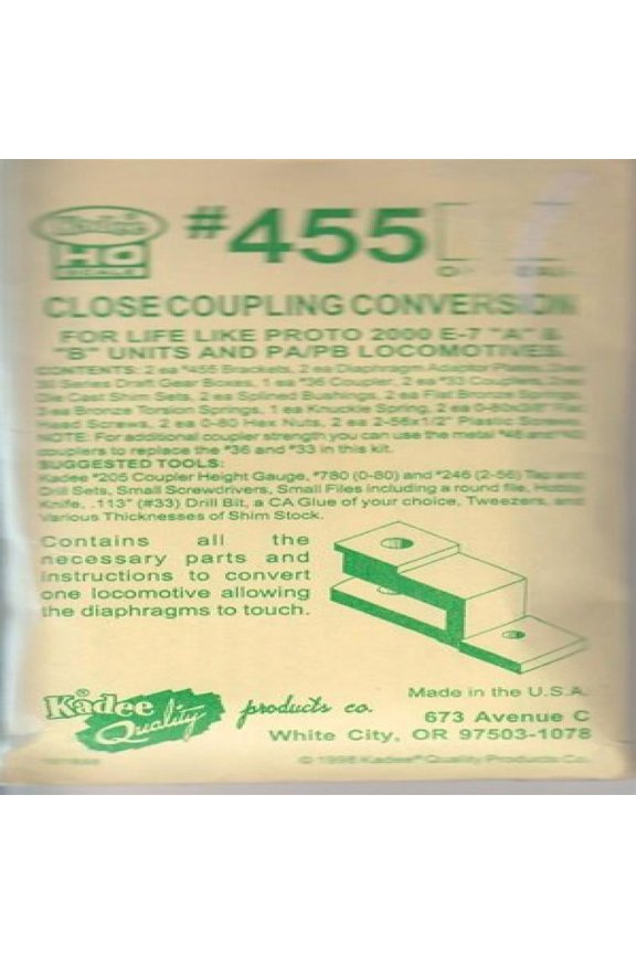 455 HO Scale Close Coupling Conversion - Kit -- For Life-Like PROTO 2000(R) E6, E7 & PA, A & B Unit