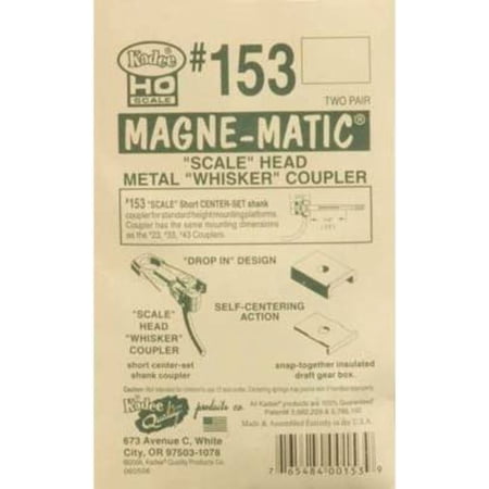 Kadee HO Scale #153 Whisker Scale Head Magne-Matic Couplers Short Centerset 2Pr