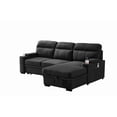 thumbnail image 1 of Kaden Black Fabric Sleeper Sectional Sofa Chaise with Storage Arms and Cupholder, 1 of 6