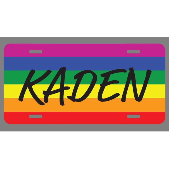 Kaden Name Pride Flag Style License Plate Tag Vanity Novelty Metal | UV Printed Metal | 6-Inches By 12-Inches | Car Truck RV Trailer Wall Shop Man Cave | NP2390