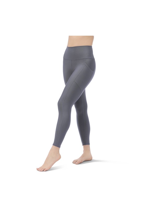 High Waisted Legging with Side Pockets, 7/8 Length Large Charcoal