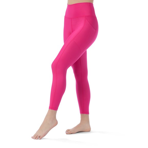 Kadi High Waisted Legging with Side Pockets, 7/8 Length Large Fuschia
