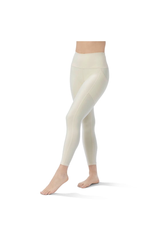 High Waisted Legging with Side Pockets, 7/8 Length Large Marshmellow