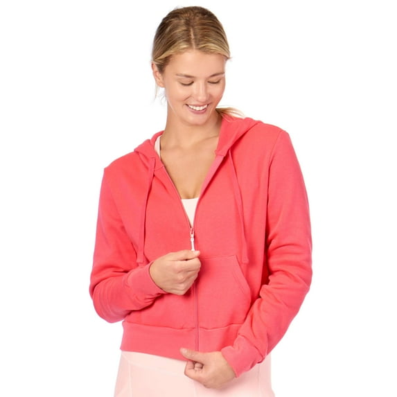 Kadi Women's Cropped Full Zip Hood, Lipstick, X-Large