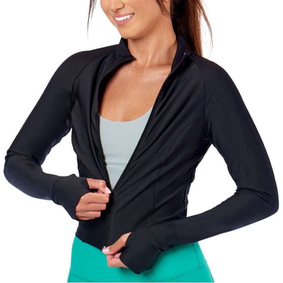 Kadi Women's Cropped Track Jacket, Black, Medium