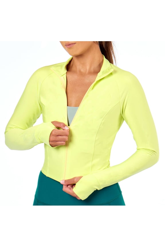 Women's Cropped Track Jacket, Mellow Yellow, Medium