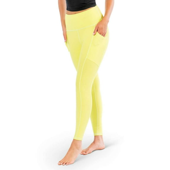 Kadi Women's Geo Legging with Pockets, Mellow Yellow, X-Small