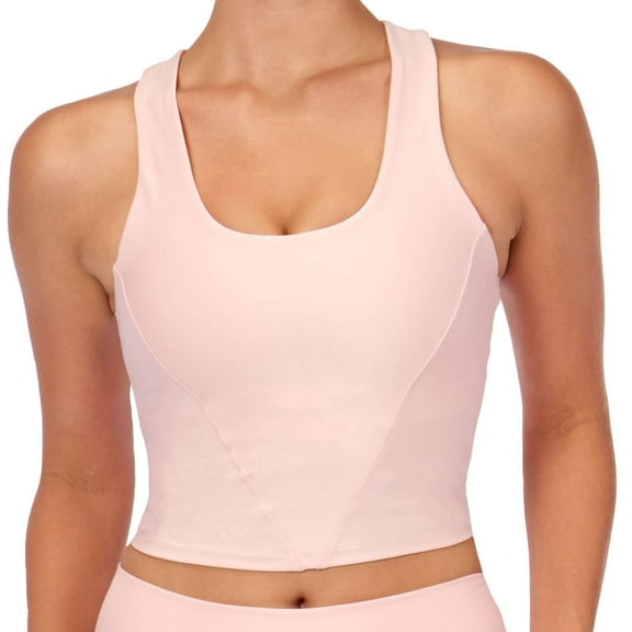 Kadi Women's V-Front Tonal Zigzag Stitch Racerback Bra, Pearl Pink, X-Large