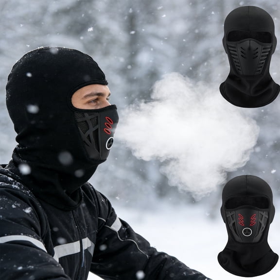 Kadlawus 2Pcs Balaclava, Winter Warm Full Face Mask for Motorcycle Riding Cycling Ski, Windproof Soft Outdoor Hood, Cold Weather Face Cover, Breathable Balaclava for Snowboarding Hiking, Unisex Head