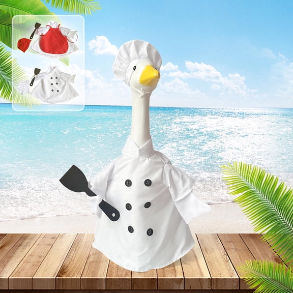 Kadlawus 2Pcs Easter Porch Goose Costume, Spring/Summer Chef Set for Porch Courtyard Garden Decoration, Plastic Goose Clothing, Complete Set for Easter Celebrations and Home Decor