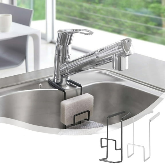 Kadlawus 2Pcs Sponge Holder for Kitchen Sink, Rustproof Iron Sponge Container Organizer, Hanging Faucet Storage Gadget for Countertop, Sponge Drying Rack for Dish Soap, Scrubber