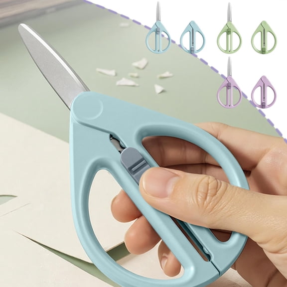 Kadlawus 3Pcs Retractable Scissors Safety Blunt Tip, Portable Travel Scissors for Office, ABS Plastic Spring Mechanism, Compact Craft Scissors for Study, Home, Paper