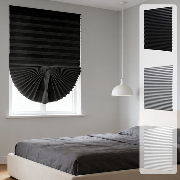 Kadlawus 3Pcs Window Blinds No Drill, Clip On Stick Adhesive Temporary Blinds for Windows, Pleated Paper Blinds, Cut To Size Shades for Doors and Home Nurseries