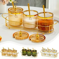 Kadlawus Under $5 ! 3 Compartment Seasoning Jar Set with Spoons Airtight Storage Container for Kitchen Countertop Spice Rack Organizer for Salt Pepper