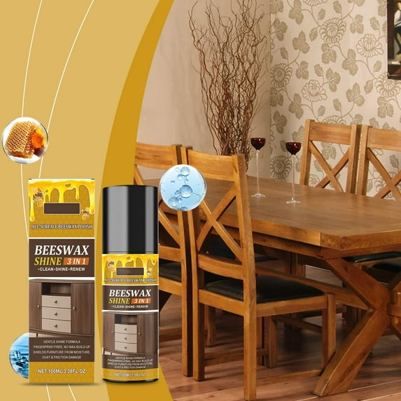 Kadlawus Under $5 ! Beeswax Furniture Polish Spray 3 in 1 Cleaner Refinisher Scratch Remover For Wood Tables Chairs Floors Home Care Maintenance Restores Shine Protects