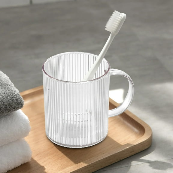Kadlawus Under $5 ! Transparent Mouthwash Cup With Handle Bathroom Rinsing Cup Dental Care Oral Hygiene Toothbrush Holder Modern Simple Design Easy Clean Space Saving Essential