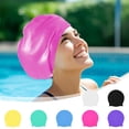 thumbnail image 1 of Kadlawus 7Pcs Oversized Silicone Swim Cap for Adults, High Elasticity Waterproof Swimming Hat, Large Head Long Hair Swim Cap for Men and Women, 1 of 9