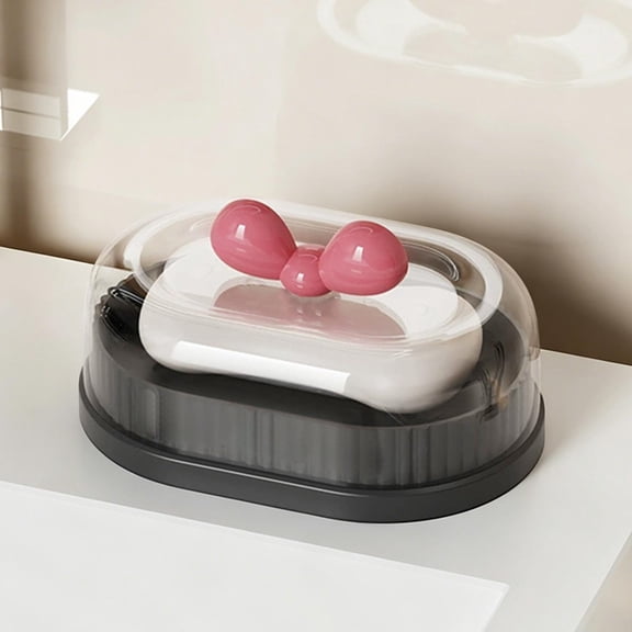 Kadlawus Double Layer Soap Box for Bathroom, No Drill Plastic Soap Holder, Cute Bow Design Soap Storage with Lid, Soap Dish for Bar Soap