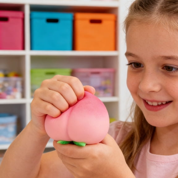 Kadlawus Peach FidgetToyRealistic Fruit Stress Relief Ball, Cute SqueezeToySoft Decompression Peach Puff, Slow Rising Flour Filled SensoryToyforKidsAdults