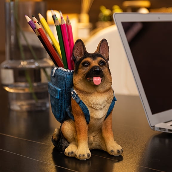 Kadlawus Resin Pen Holders for Desk, Dog Shaped Resin Crafts, Home Decor Storage Organizer, Study Desk Ornament for Pens, Pencils, Office Supplies