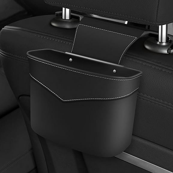 Kadlawus Under $5 ! Car Hanging Trash Can with Storage Pocket for Vehicle Seat Back Organizer Waste Bin Multipurpose Auto Accessory Leak Proof Liner