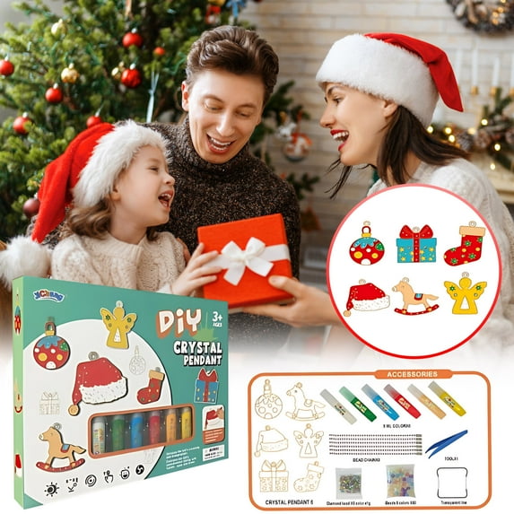 Kadlawus Under $5 ! Crystal Painting DIY Crafts Kit with Pendants and Color Gems for Kids Art Activity and Handmade Jewelry Making Creative Gift Idea